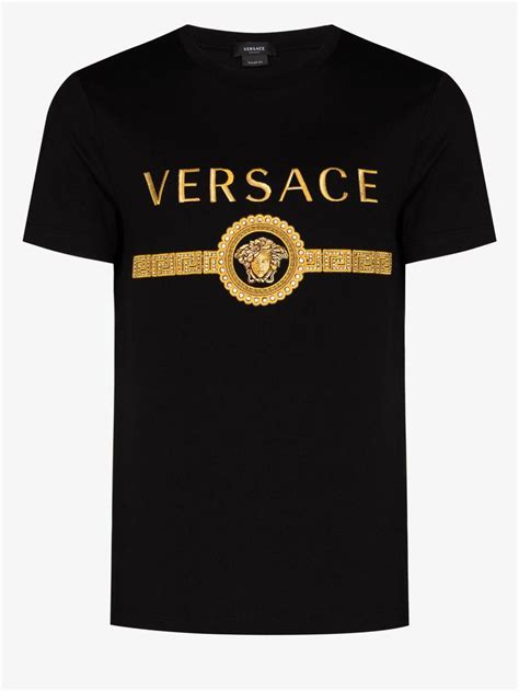 versace black t shirt red|Versace collection men shirt black.